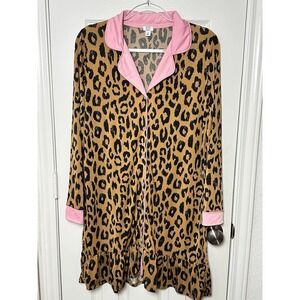 Crown And Ivy Intimates‎ Leopard Print Button Down Nightshirt Womens Small